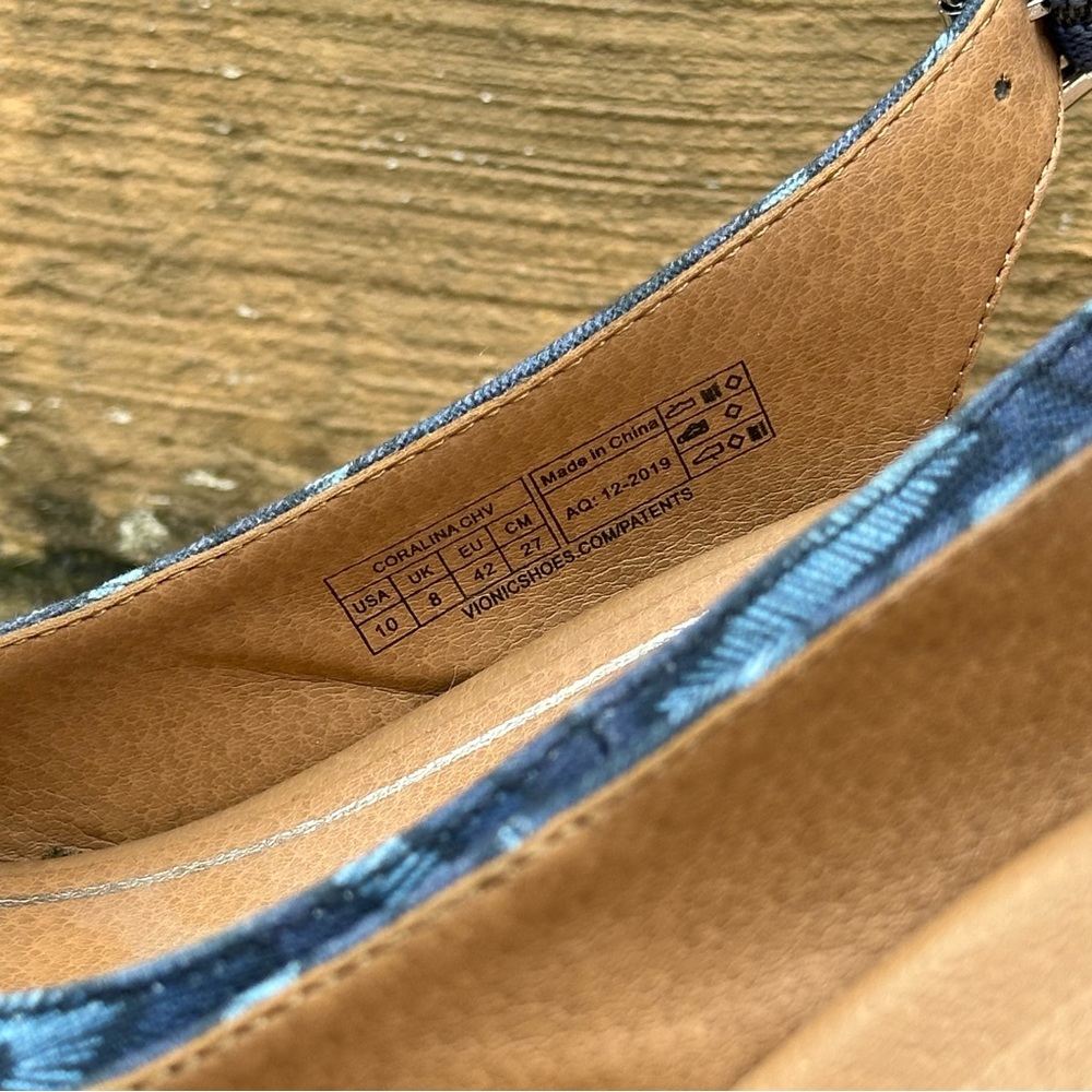 Vionic "Coralina" Blue Chevron Print Slingback Espadrille Wedge Sandals US 10 - Picture 11 of 15
